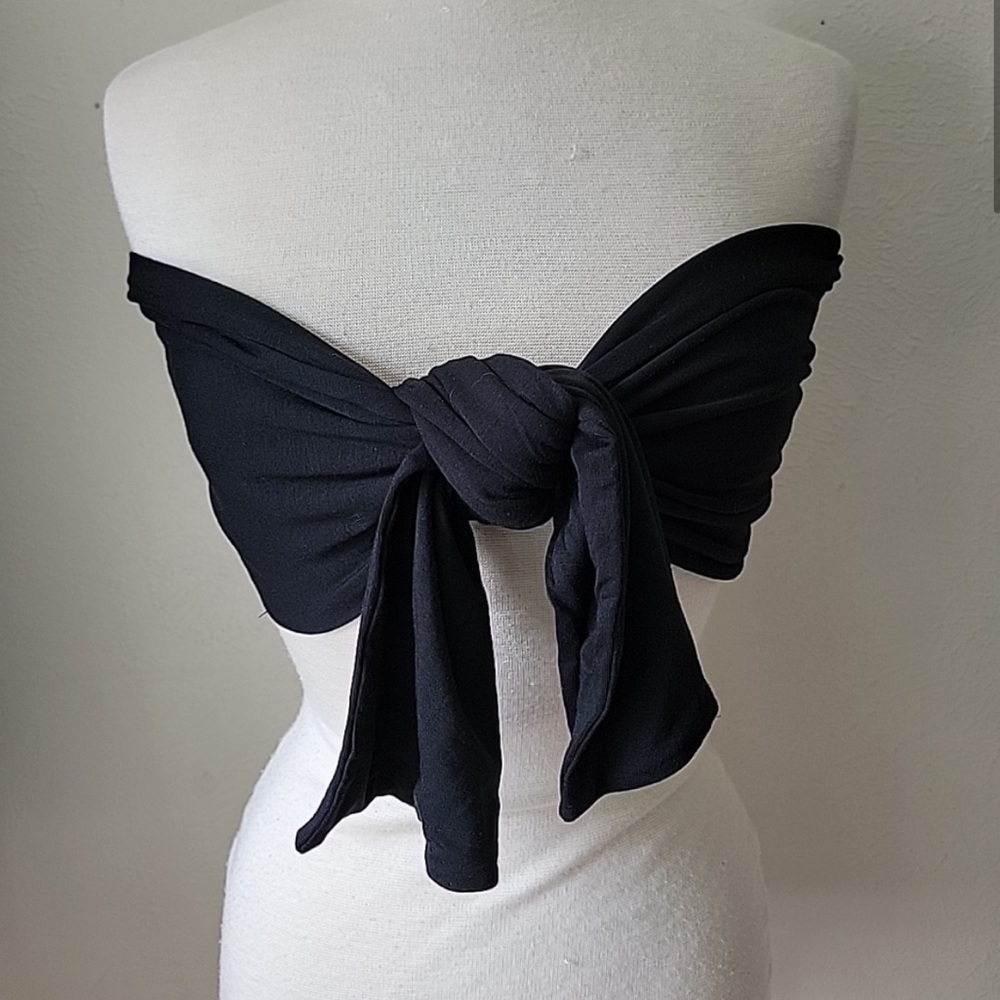 JLUXLABEL Elegant Black Tie-Front Top XL